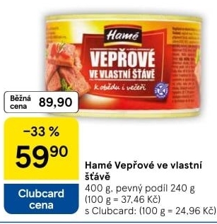 Vepřové maso ve vlastní šťávě Hamé