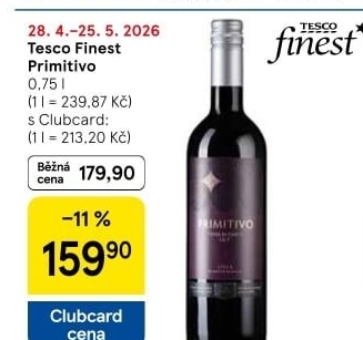 Víno Primitivo Terre di Chienti Tesco Finest