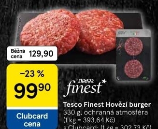 Hovězí hamburger Tesco Finest