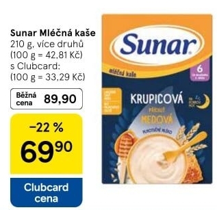 Kaše mléčná Sunar