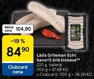 Klobásy Echt Bavoriš Láďa Grileman Kostelecké uzeniny