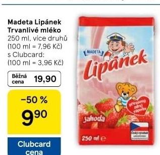 Nápoj mléko ochucené Lipánek Madeta