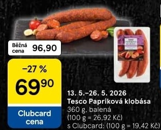 Papriková klobása Tesco