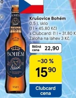 Pivo světlý ležák Bohém Krušovice