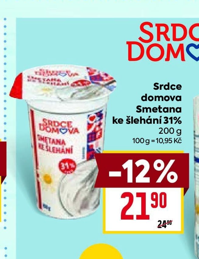Srdce domova Smetana ke šlehání 200 g