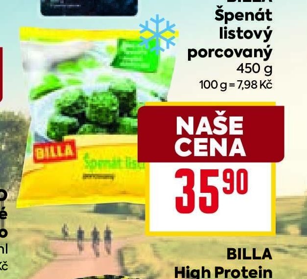 BILLA Špenát listový porcovaný 450 g
