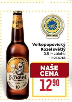 Pivo světlé výčepní 10°Velkopopovický Kozel