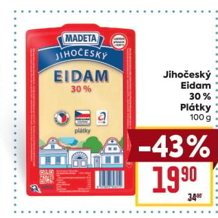 Sýr Eidam Jihočeský 30% Madeta