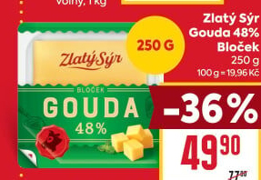 Sýr Gouda 48% Zlatý sýr Milkpol