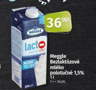 Mléko trvanlivé bez laktózy Meggle - 1,5% polotučné