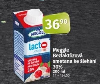Smetana ke šlehání 30% bez laktózy Meggle