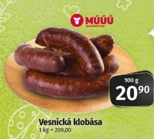 Vesnická klobása Maso Uzeniny Písek