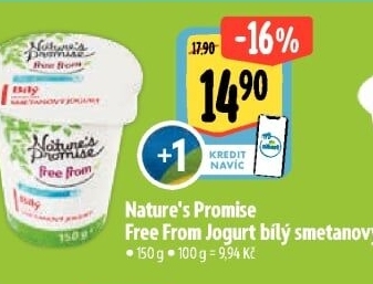 Bílý jogurt smetanový bez laktózy Free From Nature'