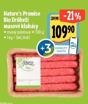 Klobásy masové drůbeží Bio Nature'