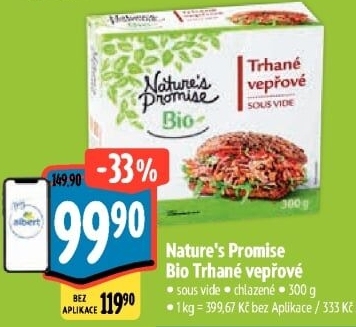 Maso vepřové trhané sous vide bio Nature'