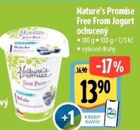 Ochucený jogurt bez laktózy Free From Nature'