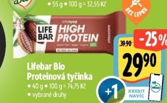 Proteinová ovesná tyčinka bio Lifebar Lifefood