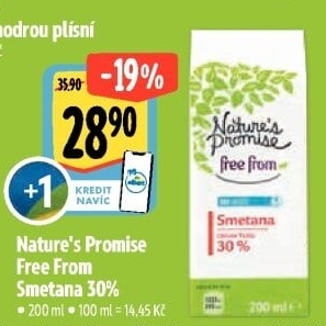 Smetana bez laktózy Free From Nature'