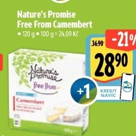 Sýr Camembert bez laktózy Free From Nature'