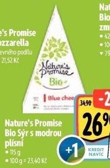 Sýr s modrou plísní bio Nature'
