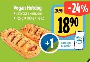 Taštička vegan hot dog