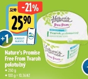 Tvaroh polotučný bez laktózy Free From Nature'