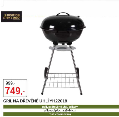 Gril na dřevěné uhlí Heating Mercado