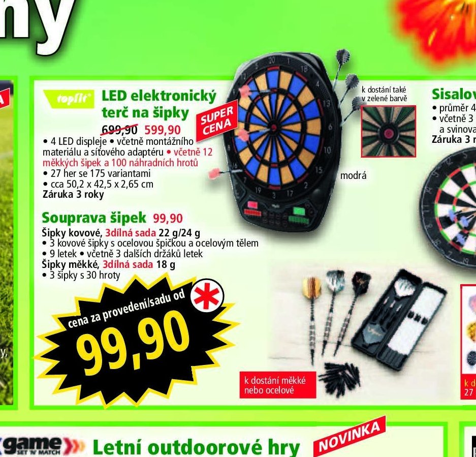 LED elektronický terč na šipky