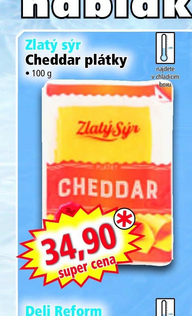 Zlatý sýr Cheddar plátky