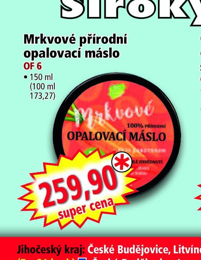 Mrkvové přírodní opalovací máslo