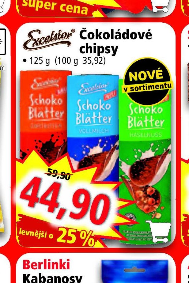 Excelsior Čokoládové chipsy