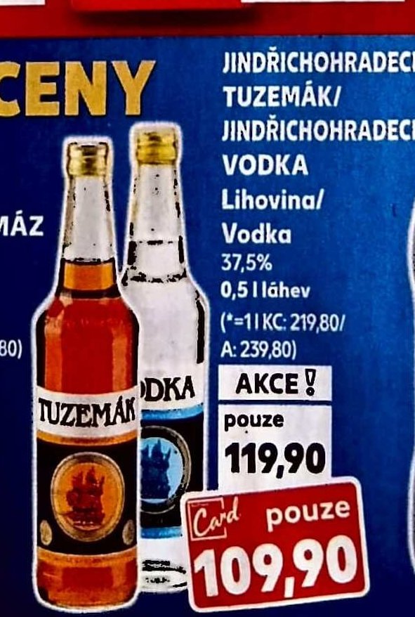 Jindřichohradecký Tuzemák/Vodka