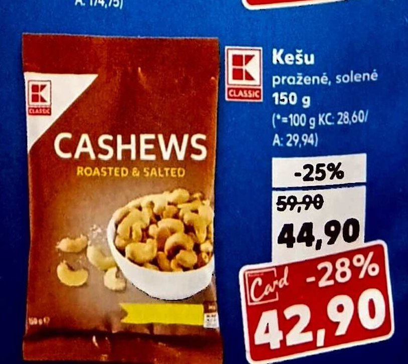 Classic Kešu pražené, solené 150 g