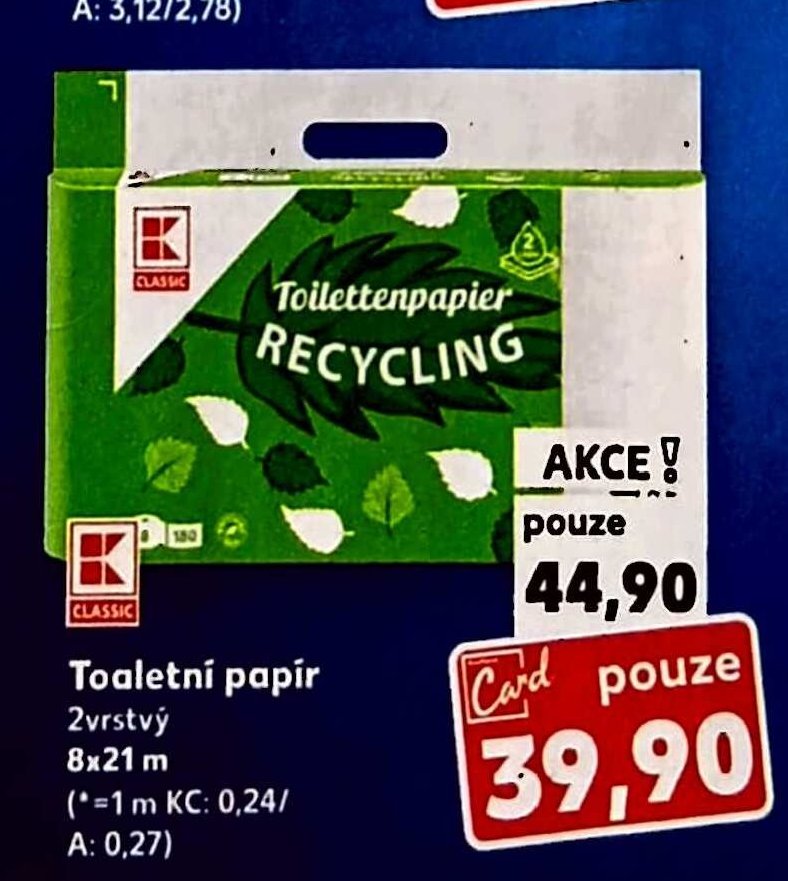 Toaletní papír RECYCLING