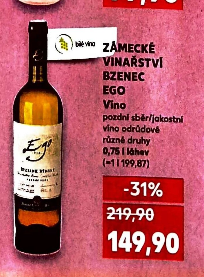 Zámecké Vinařství Bzenec Ego Víno pozdní sběr/jakostní víno odrůdové různé druhy 0,75 l láhev - Kaufland akcniletaky.com