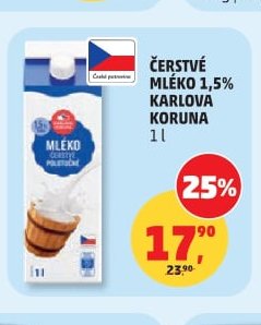 ČERSTVÉ MLÉKO 1,5% KARLOVA KORUNA