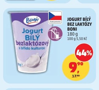 JOGURT BÍLÝ BEZ LAKTÓZY BONI