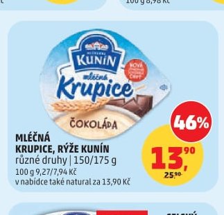 MLÉČNÁ KRUPICE, RÝŽE KUNÍN různé druhy 150/175 g