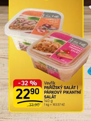 Vavřík PAŘÍŽSKÝ SALÁT / PÁRKOVÝ PIKANTNÍ SALÁT