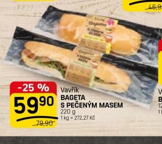 Vavřík BAGETA S PEČENÝM MASEM