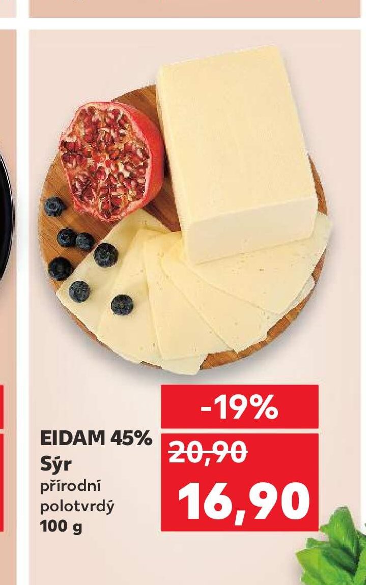 EIDAM 45% Sýr přírodní polotvrdý 100 g