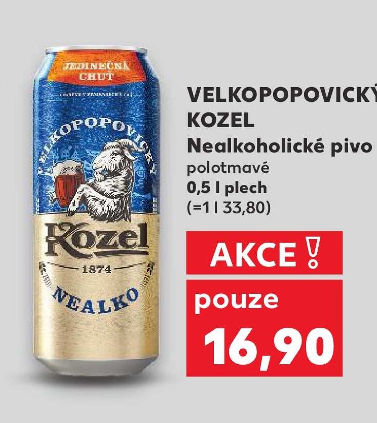 Velkopopovický Kozel Nealkoholické pivo polotmavé