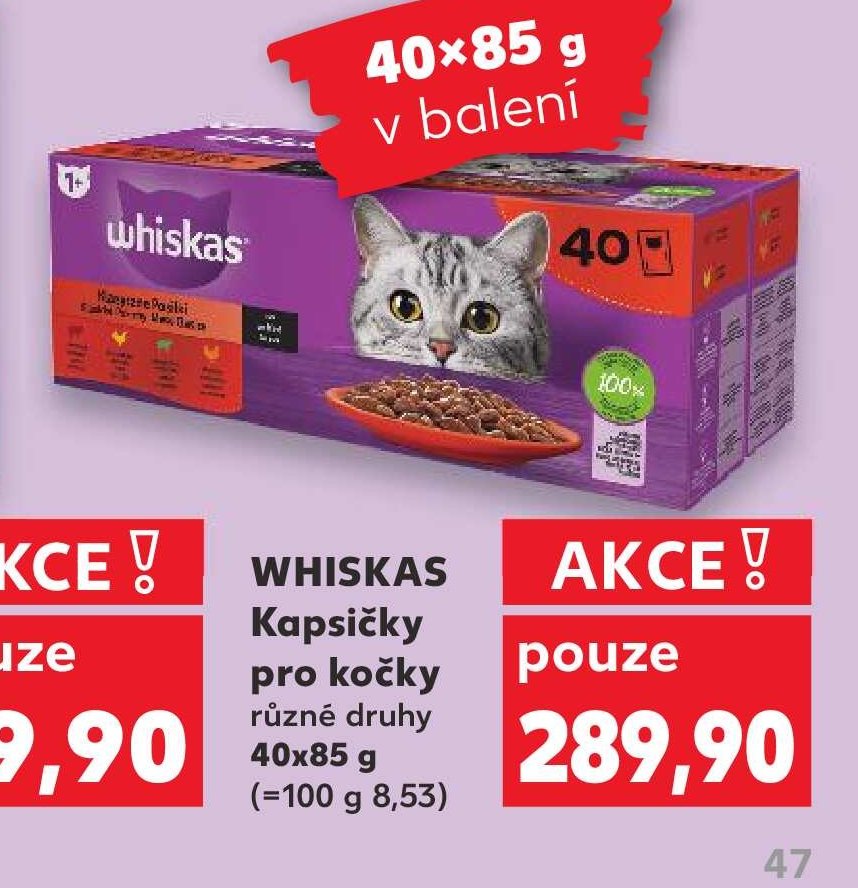 WHISKAS Kapsičky pro kočky různé druhy 40x85 g