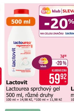 Lactovit Lactourea sprchový gel 500 ml