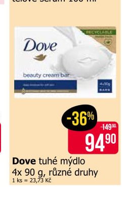 Dove tuhé mýdlo 4x 90 g