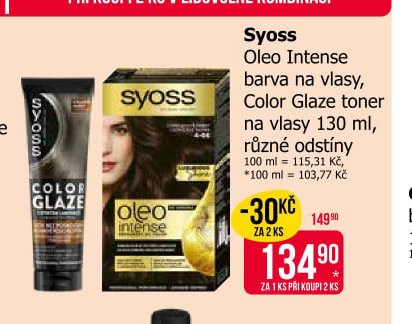 Syoss Oleo Intense barva na vlasy, Color Glaze toner na vlasy 130 ml, různé odstíny