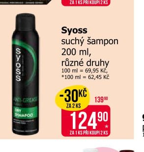 Syoss suchý šampon 200 ml, různé druhy