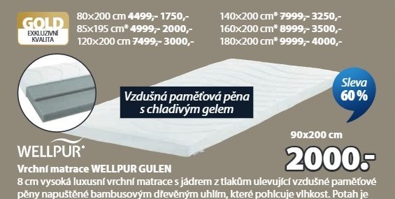 Vrchní matrace WELLPUR GULEN - Jysk akcniletaky.com