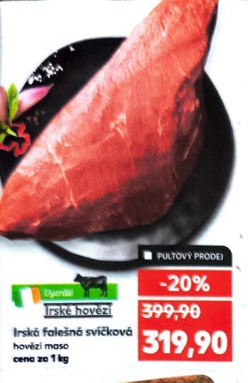Irská falešná svíčková hovězí maso