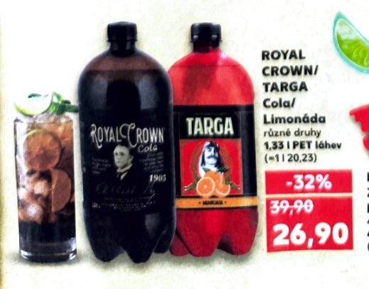 ROYAL CROWN/ TARGA Cola/ Limonáda